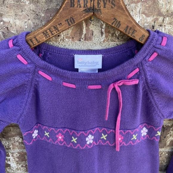 vintage girls dress Medium bitty baby youth cotton sweater dress floral Pattern‎ - Picture 5 of 8